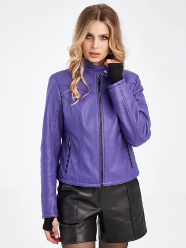 Кожаная куртка женская 3045, фиолетовая, размер 46, артикул 23300-6