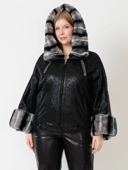 Демисезонный комплект женский: Куртка утепленная 397ш + Брюки 04, черный, размер 48, артикул 111287-3