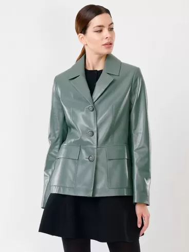 Кожаный пиджак женский 3007, оливковый, р. 46, арт. 90711-2