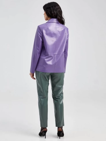 Кожаный женский пиджак премиум класса 3016, сиреневый, размер 52, артикул 91681-4