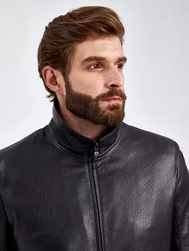 Кожаный комплект мужской: Куртка 2010-9 + Брюки 01, черный, р. 48, арт. 140600-4