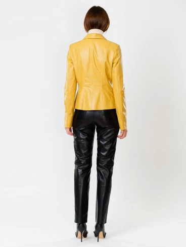 Кожаный костюм женский: Пиджак 316рс + Брюки 03, желтый/черный, р. 44, арт. 111152-2