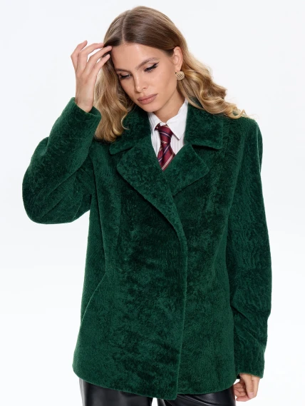 Зеленая дубленка из астрагана 58мех, размер 46, артикул 64760-0
