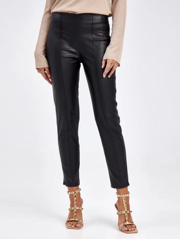 Женские кожаные брюки из экокожи 4820729, черные, размер 42, артикул 85680-3