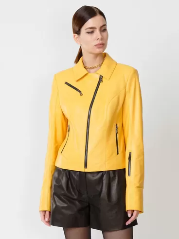Кожаная куртка женская 3005, желтая, р. 46, арт. 90940-0
