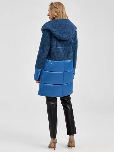 Пальто женское комбинированное 807, голубой, артикул 13420-6