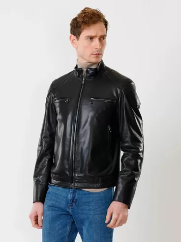 Кожаная куртка мужская 545, черная, р. 50, арт. 28370-6