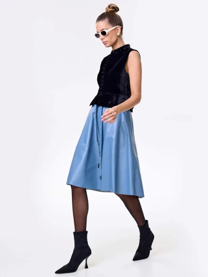 Голубая кожаная юбка 01рс, размер 46, артикул 85452-3