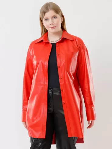 Кожаный комплект: Рубашка женская 01 + Брюки женские 03, красный/черный, р. 46, арт. 111126-5