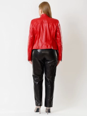 Кожаный комплект женский: Куртка 399 + Брюки 04, красный/черный, р. 46, арт. 111229-2