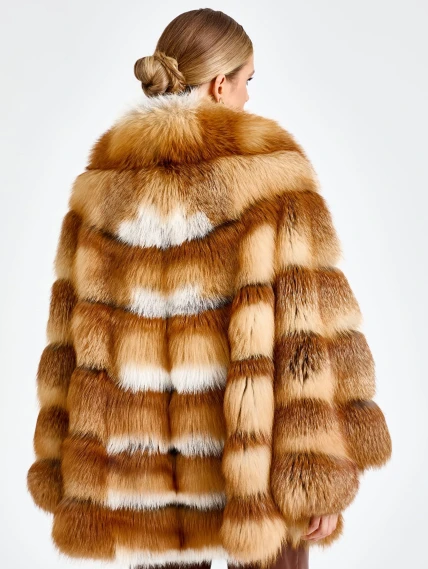 Женская короткая шуба из меха лисы Л1010-820, рыжая, размер 54. артикул 92730-4