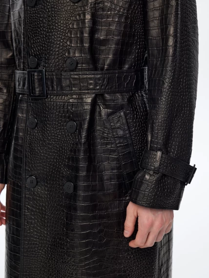 Классическое мужское кожаное пальто премиум класса 559, черное, размер 50, артикул 71470-4
