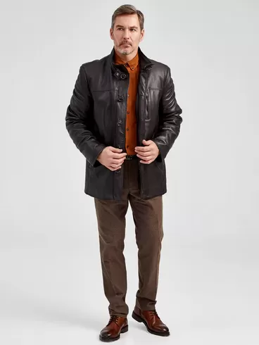 Кожаная куртка утепленная мужская 518ш, коричневая, р. 48, арт. 40471-6