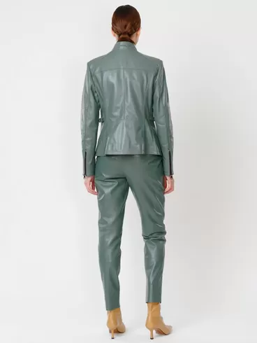 Кожаный комплект женский: Куртка 301 + Брюки 03, оливковый, р. 44, арт. 111166-2