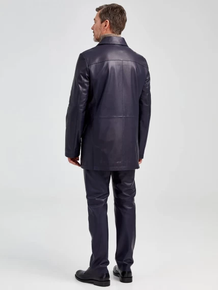 Кожаный комплект мужской: Куртка 538 + Брюки 01, синий, размер 48, артикул 140141-2