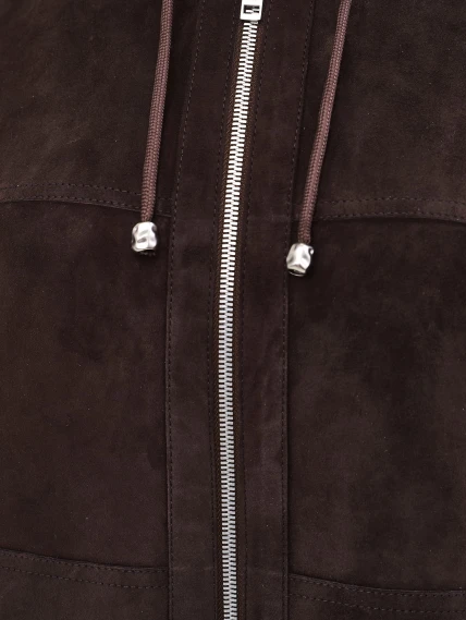 Коричневый замшевый мужской бомбер премиум класса 567з, размер 54, артикул 29890-2