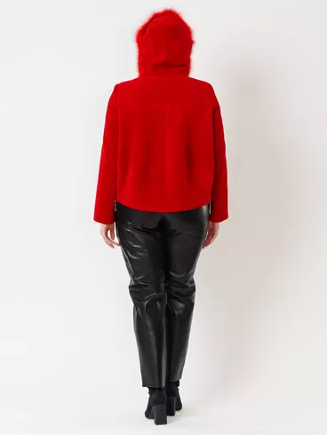 Демисезонный комплект женский: Куртка из астрагана 48мех + Брюки 03, красный/черный, р. 46, арт. 111289-6