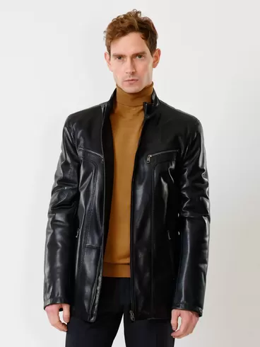 Кожаная куртка утепленная мужская 537ш, черная, р. 48, арт. 40221-0