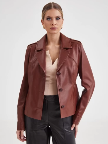 Женская кожаная куртка 304н на пуговицах, виски, размер 50, артикул 23320-0