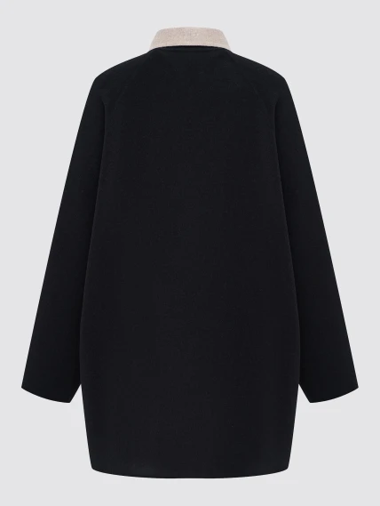 Черное кашемировое женское полупальто 1095-85, размер 46, артикул 92560-1
