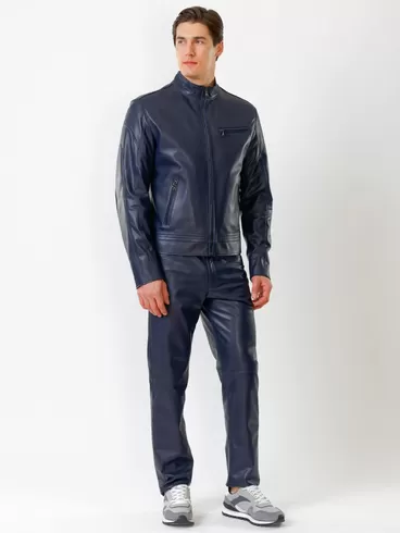 Кожаная куртка мужская 506о, синяя, р. 46, арт. 28580-3