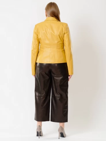 Кожаный пиджак женский 316рс, желтый, р. 44, арт. 91232-5