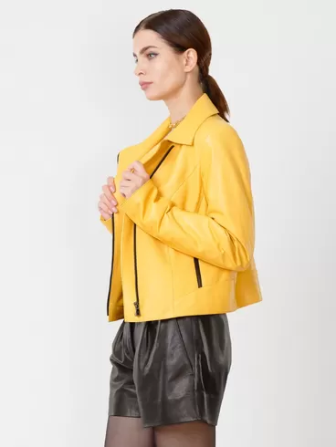 Кожаная куртка женская 3005, желтая, р. 46, арт. 90940-2