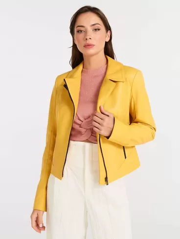 Кожаная куртка женская 3005, желтая, р. 44, арт. 90471-0