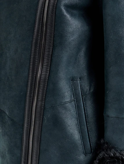 Короткая женская дубленка из тиградо 2088, синяя, размер 46, артикул 92700-3