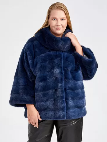 Зимний комплект женский: Куртка из меха норки Соня (в) + Брюки 04, синий/черный, р. 50, арт. 111359-4