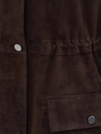 Коричневая женская замшевая куртка премиум класса 3114з, размер 44, артикул 92670-2