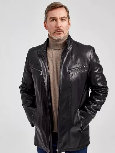 Кожаная куртка утепленная мужская 537ш, черная, р. 48, арт. 40482-0