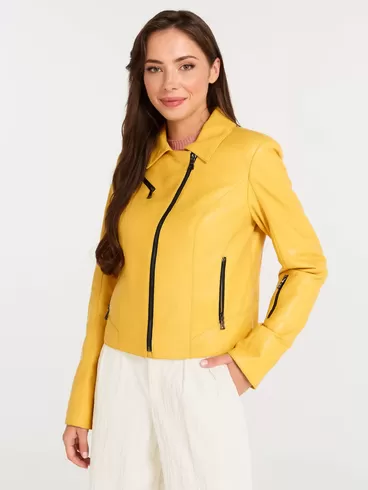 Кожаная куртка женская 3005, желтая, р. 46, арт. 90471-1