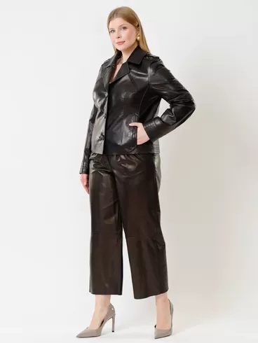 Кожаный комплект: Куртка женская 304 + Брюки женские 05, черный/черный, р. 44, арт. 111144-1