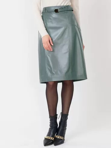 Кожаная юбка-карандаш 02рс, из натуральной кожи, оливковая, р. 44, арт. 85330-6