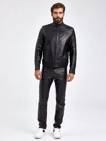 Кожаная куртка мужская 531, короткая, черная, p. 50, арт. 29140-5