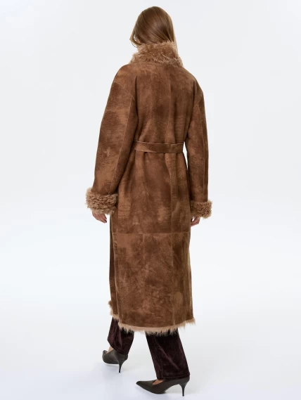 Длинная дубленка из натуральной овчины тиградо для женщин премиум класса 2020, светло-коричневая, размер 50, артикул 62470-5