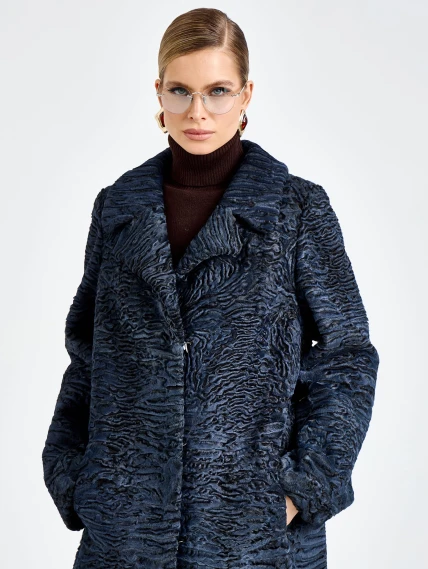 Женская каракулевая шуба премиум класса Лола, синяя, размер 48. артикул 92750-2