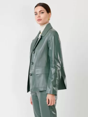 Кожаный пиджак женский 3007, оливковый, р. 46, арт. 90680-1