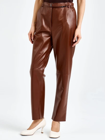 Женские кожаные брюки премиум класса 04, виски, размер 48, артикул 92610-2