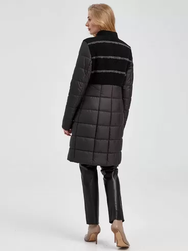 Демисезонный комплект: Пальто женское комбинированное 805 + Брюки женские 03, черный/черный, р. 42, арт. 111263-1