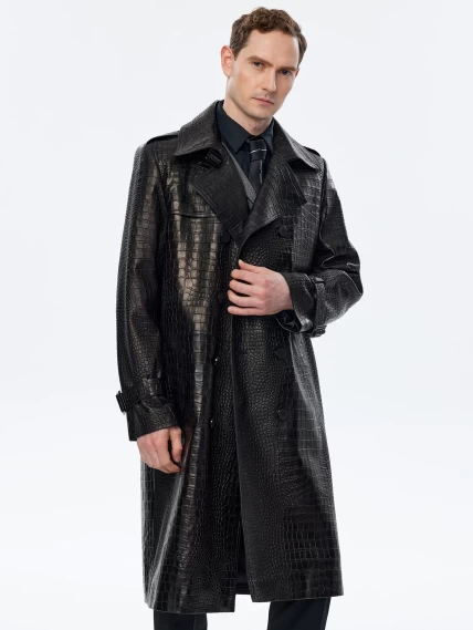 Классическое мужское кожаное пальто премиум класса 559, черное, размер 50, артикул 71470-0