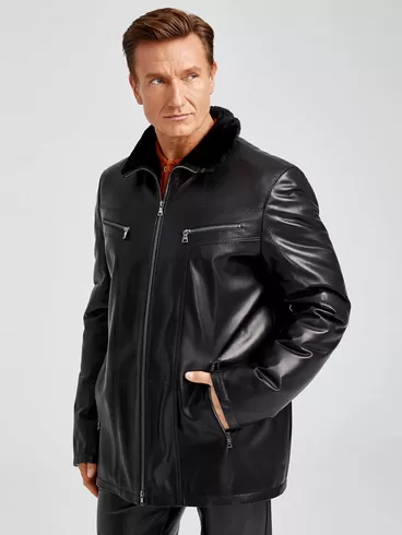 Куртка мужская утепленная 537мех + Брюки мужские 01, черный/черный, артикул 140430-3