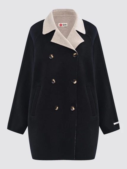 Черное кашемировое женское полупальто 1095-85, размер 46, артикул 92560-0