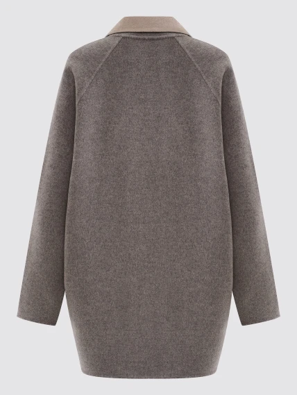 Серо-коричневое полупальто кашемировое женское 1095-85, размер 46, артикул 92550-1