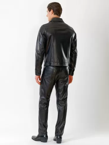 Кожаная куртка мужская 550, на пуговицах, черная, р. 48, арт.  28750-4