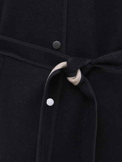 Черное полупальто кашемировое женское 1131-70, размер 46, артикул 92590-1