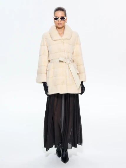 Бежевая женская норковая шуба MANAKAS 2478, размер 44, артикул 34270-1