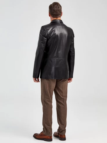 Кожаный пиджак мужской 543, черный, р. 48, арт. 28952-4