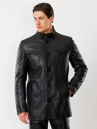 Кожаная куртка утепленная мужская 517нвш, черная, р. 46, арт. 40360-1